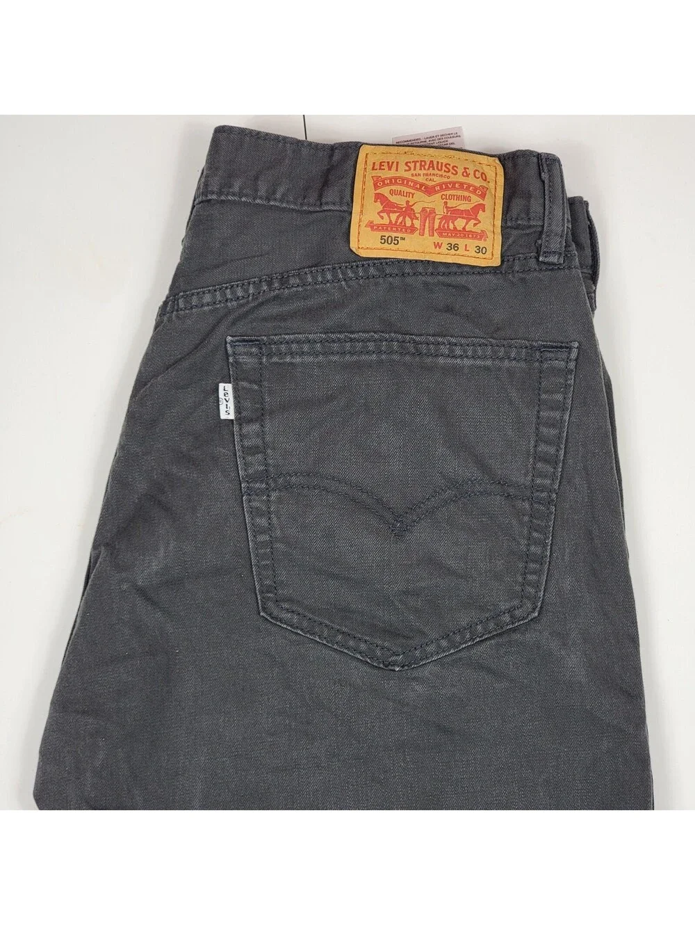 Levi's 505 Black Straight Leg Jeans W36 L30 Charcoal Classic